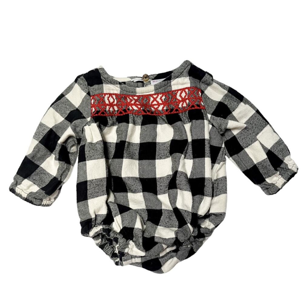 Hanna Andersson Buffalo Plaid Flannel Romper 3-6m